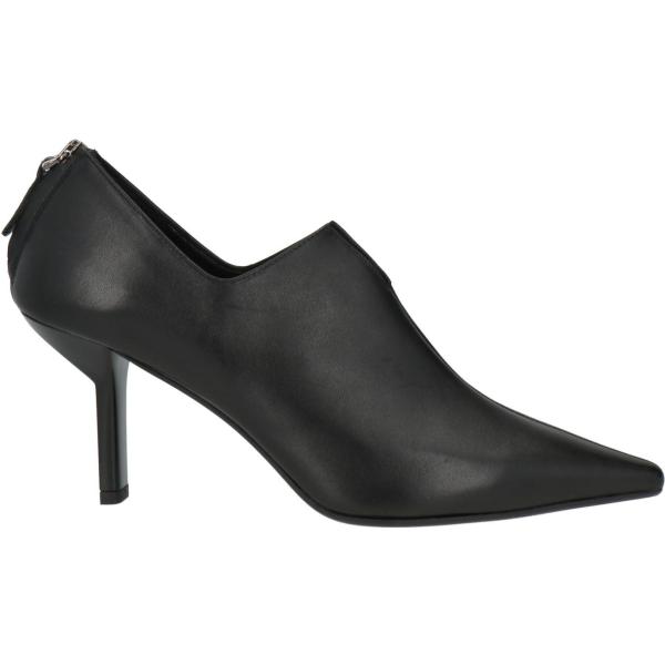 Décolleté da donna in nero pece con tacco a punta con zip in pelle Chantal 1962