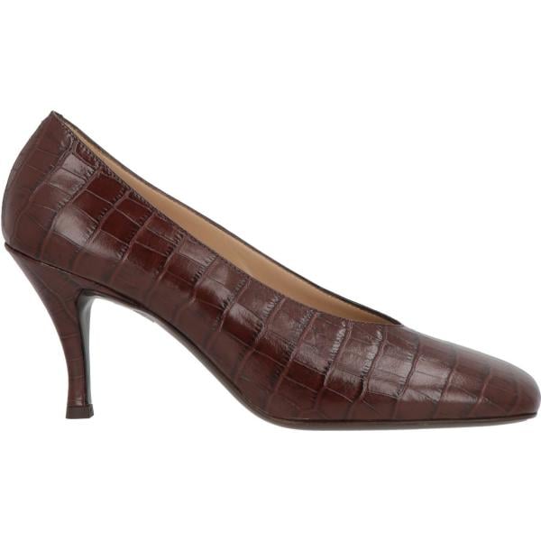 Décolleté da donna in marrone scuro con stampe con tacco a punta quadrata in pelle Sara Kent Sara Kent