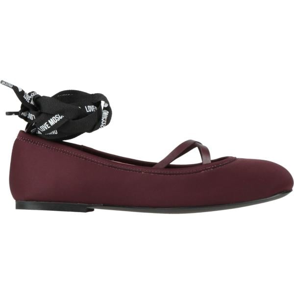 Ballerine da donna in bianco neve a punta tonda in pelle Love Moschino