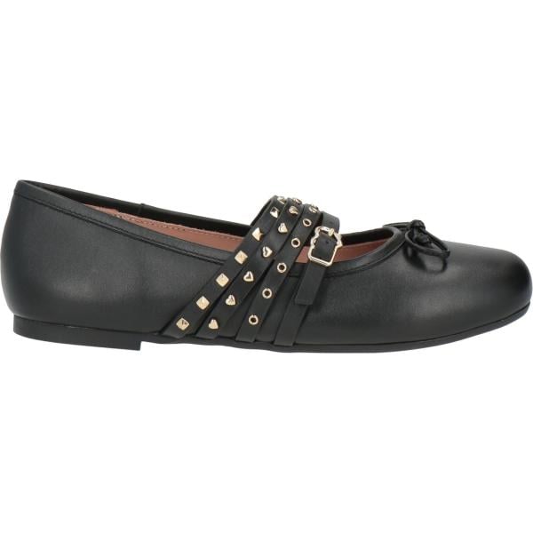 Ballerine da donna in bianco neve con fiocco a punta tonda in pelle Love Moschino