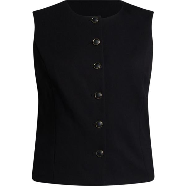 Top da donna in nero pece girocollo senza maniche con bottoni in viscosa Rag & Bone
