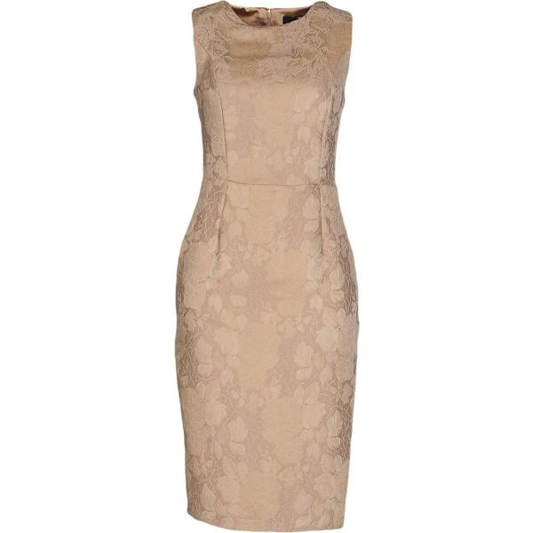 Vestito a tubino con spacco collo tondo senza maniche con zip interno foderato jacquard Elisabetta Franchi tinta unita
