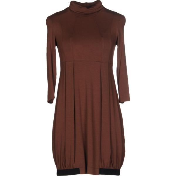 Vestito corto con arricciature collo alto a maniche lunghe interno sfoderato senza tasche jersey 1-One tinta unita