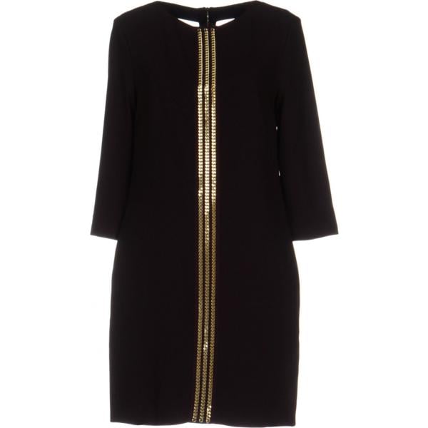 Vestito corto a trapezio collo tondo a maniche lunghe con zip interno foderato crêpe Mangano tinta unita