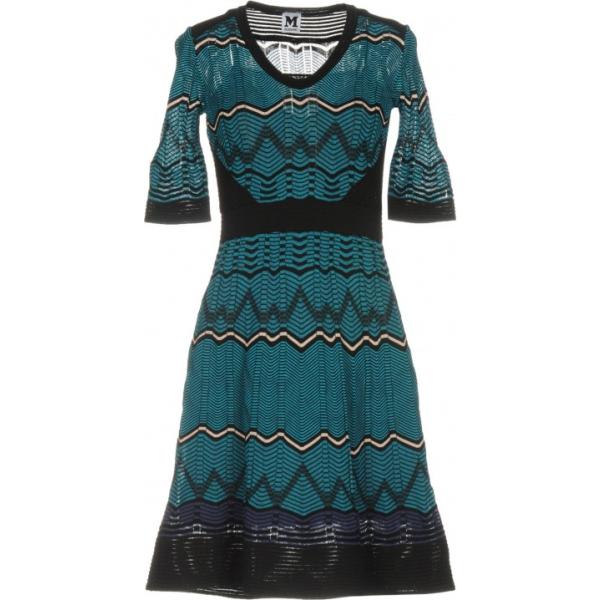 Vestito corto a trapezio fantasia multicolore lavorato a maglia collo tondo a maniche corte interno foderato M Missoni multicolore