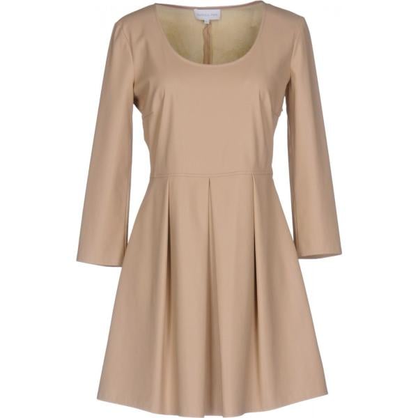 Vestito corto a trapezio collo tondo a maniche lunghe con zip interno sfoderato in pelle sintetica tinta unita Patrizia Pepe tinta unita