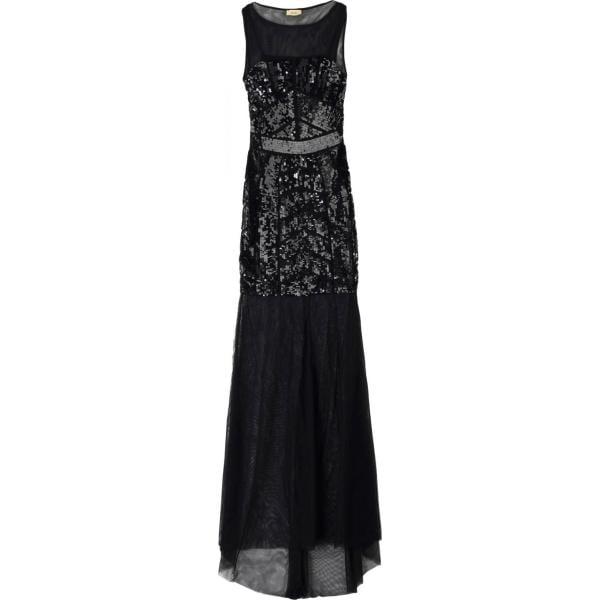 Vestito lungo con paillettes collo tondo senza maniche con zip in tulle tinta unita Liu •Jo nero tinta unita