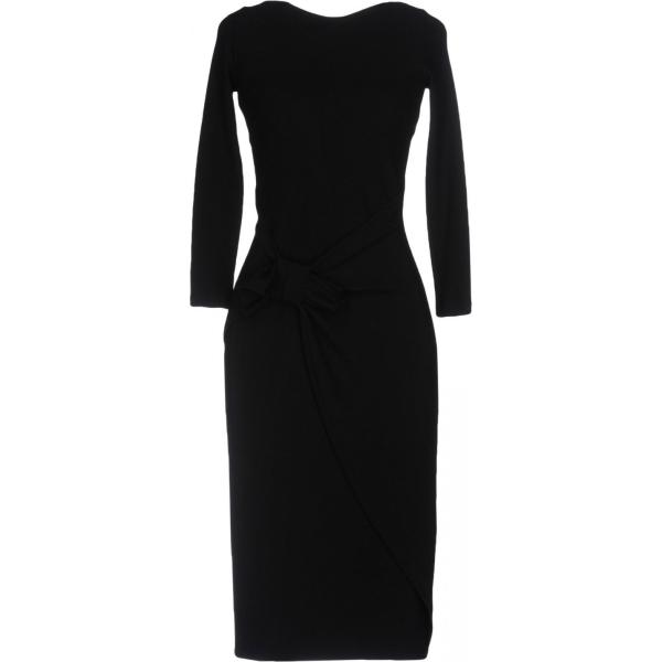 Vestito con fiocco petite con arricciature a maniche lunghe interno sfoderato crêpe Chiara Boni La Petite Robe nero tinta unita