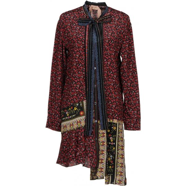 Vestito corto con fiocco fantasia floreale a maniche lunghe interno sfoderato crêpe N°21 a fiori