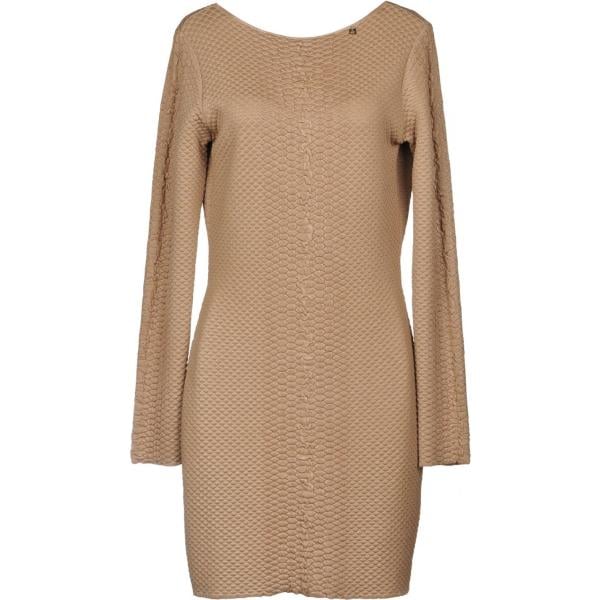 Vestito corto a tubino senza tasche collo tondo a maniche lunghe interno sfoderato jacquard Elisabetta Franchi tinta unita