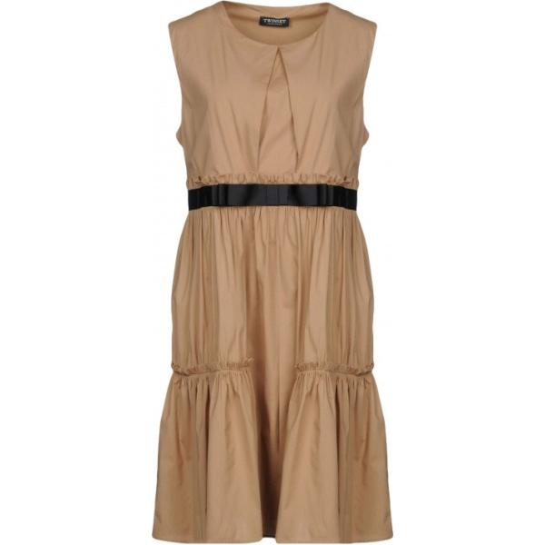 Vestito corto con fiocco collo tondo senza maniche con zip interno sfoderato tinta unita Twinset tinta unita