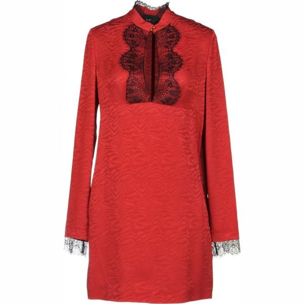 Vestito corto collo coreana a maniche lunghe interno sfoderato in raso crêpe Just Cavalli tinta unita