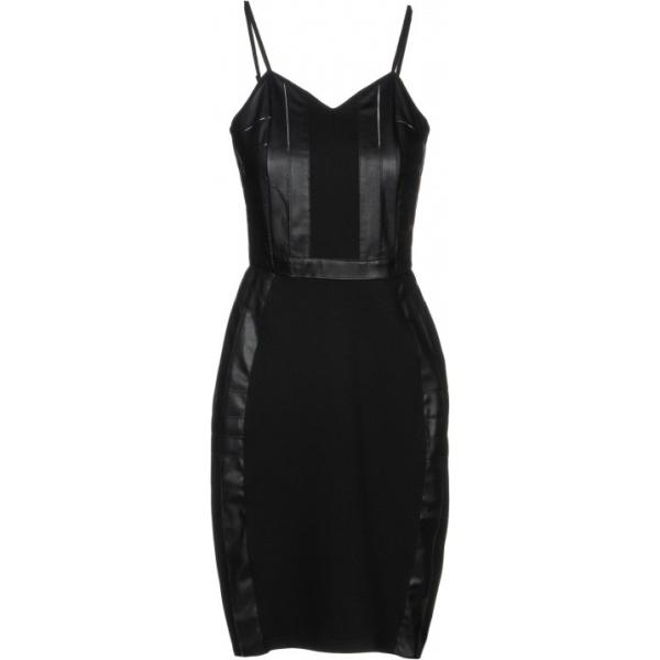 Vestito a tubino scollatura profonda con zip interno sfoderato in pelle sintetica jersey Silvian Heach tinta unita