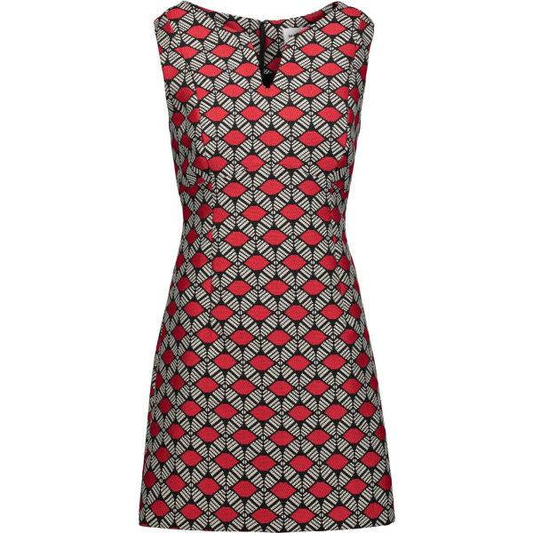 Vestito corto a tubino fantasia multicolore collo a v con zip interno foderato Milly multicolore