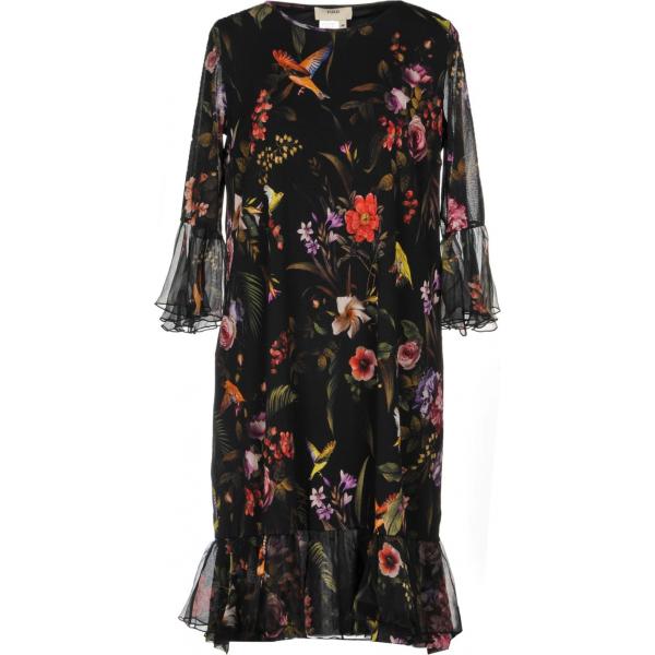 Vestito corto a trapezio fantasia floreale chiffon collo tondo interno foderato in tulle Fuzzi a fiori