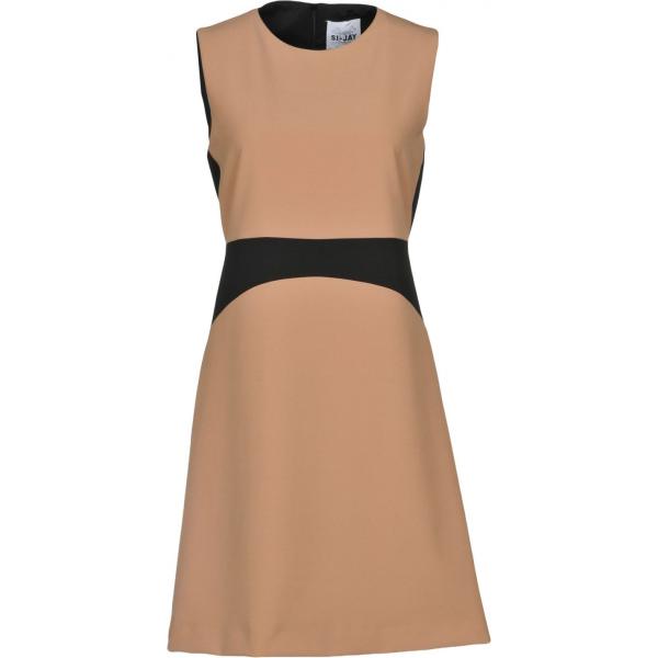 Vestito corto a trapezio fantasia collo tondo con zip interno foderato elasticizzato Si-Jay multicolore