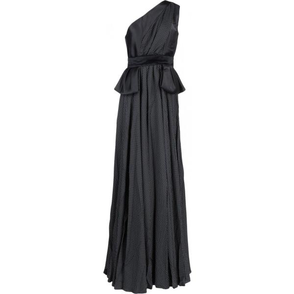 Vestito lungo a ruota monospalla contrasto scollatura profonda con zip interno foderato in velluto senza tasche Isabel Garcia a pois