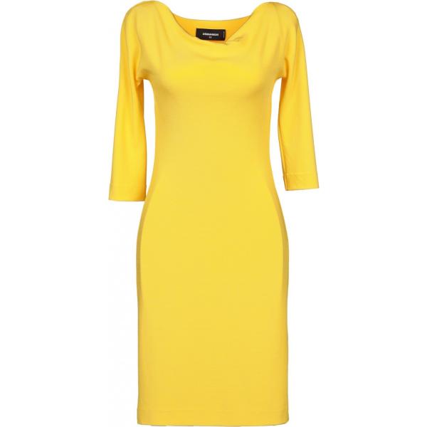 Vestito corto a tubino interno sfoderato jersey Dsquared2 giallo tinta unita