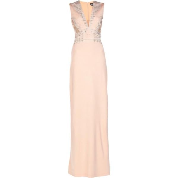 Vestito lungo con strass scollatura quadrata senza maniche con zip interno semi-foderato in tulle jersey Just Cavalli tinta unita