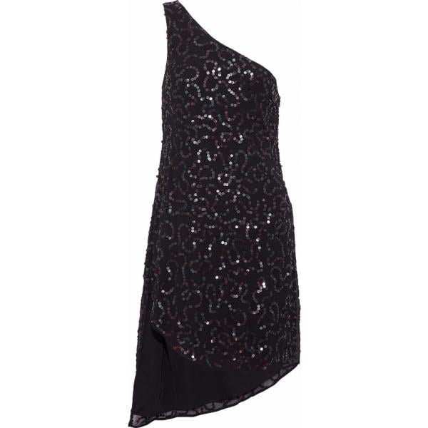 Vestito con paillettes scollatura profonda senza maniche con zip interno foderato crêpe Walter Baker tinta unita
