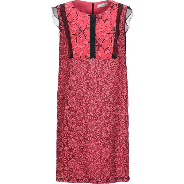 Vestito a trapezio con pizzo fantasia floreale con ruches collo tondo a maniche corte con zip interno foderato in tulle senza tasche Maria Grazia Severi a fiori