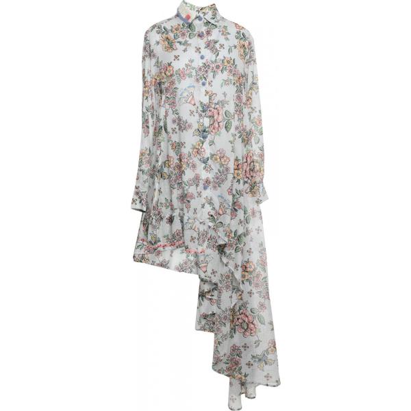 Vestito corto senza tasche fantasia floreale con ricamo collo classico a maniche lunghe interno sfoderato con bottoni Anjuna a fiori