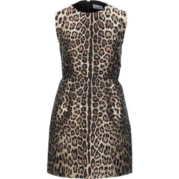 Vestito corto a trapezio fantasia effetto laminato collo tondo senza maniche con zip interno foderato jacquard REDValentino animalier