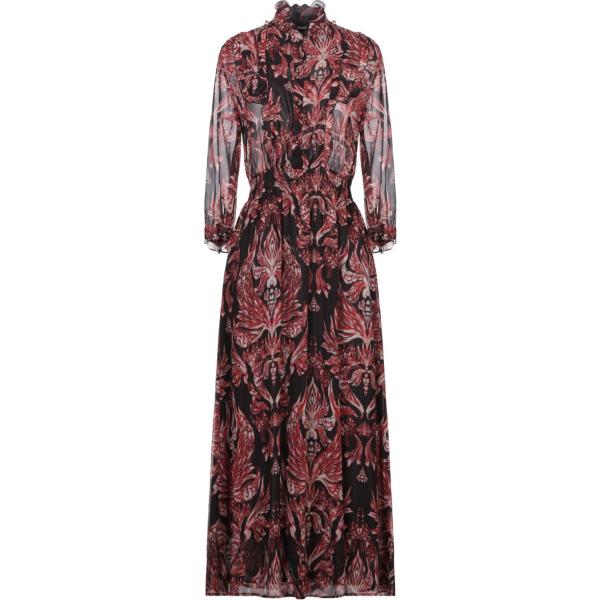 Vestito lungo a trapezio fantasia collo alto a maniche lunghe interno foderato in viscosa crêpe Just Cavalli