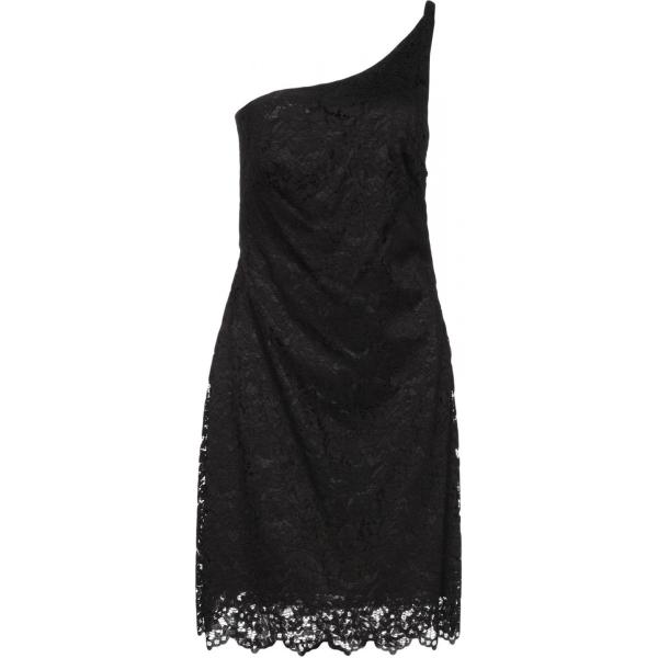Vestito corto a tubino con pizzo e zip interno foderato monospalla tinta unita Sandro Ferrone tinta unita