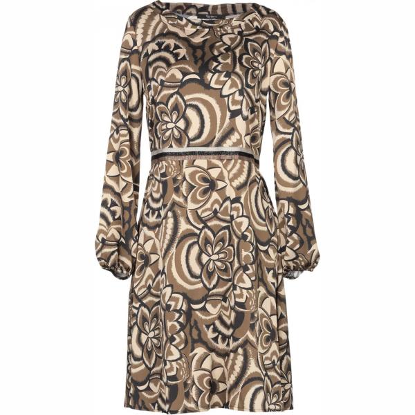 Vestito corto fantasia floreale effetto laminato collo tondo a maniche lunghe interno sfoderato crêpe Siste S a fiori