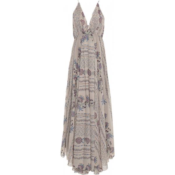 Vestito lungo fantasia floreale scollatura profonda con zip interno foderato in raso Lucille a fiori