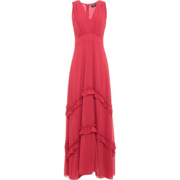 Vestito lungo con ruches collo a v senza maniche con zip interno foderato crêpe Vanessa Scott tinta unita
