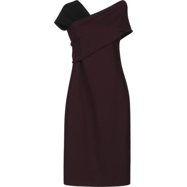 Vestito collo a v senza maniche con zip interno sfoderato crêpe Versace tinta unita