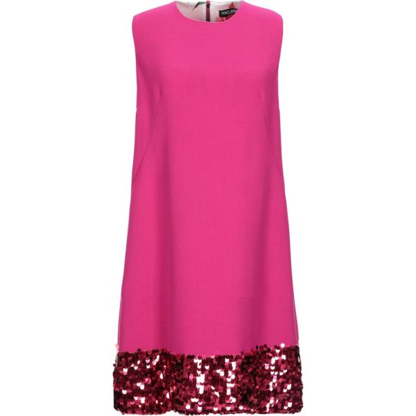 Vestito corto con paillettes collo tondo senza maniche con zip interno foderato in tulle crêpe Dolce & Gabbana viola tinta unita