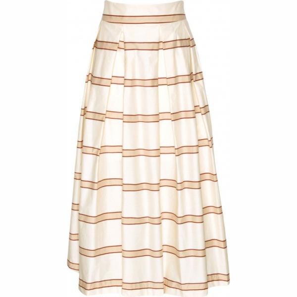 Gonna lunga a trapezio senza tasche a righe con zip interno sfoderato con pieghe 8 a righe