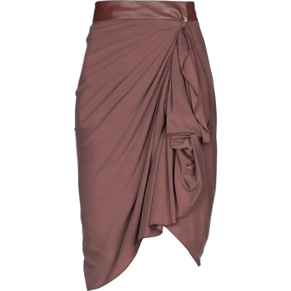 Gonna longuette con drappeggio senza tasche interno sfoderato in pelle sintetica tinta unita Elisabetta Franchi tinta unita