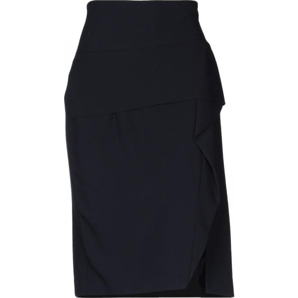Gonna longuette a trapezio con zip interno sfoderato crêpe Annarita N blu tinta unita