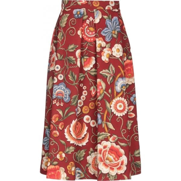Gonna longuette senza tasche fantasia floreale con zip interno foderato elasticizzato Blugirl Blumarine rosso a fiori