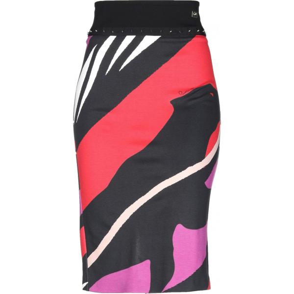 Gonna al ginocchio senza tasche fantasia multicolore con borchie e zip interno sfoderato jersey Cavalli Class multicolore