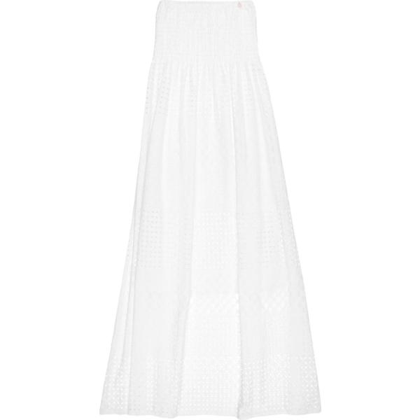 Gonna lunga con pizzo interno foderato in cotone senza tasche tinta unita Relish bianco tinta unita