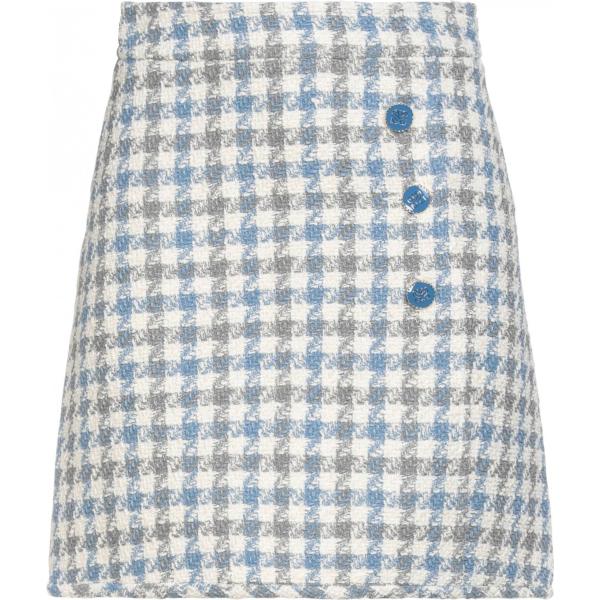 minigonna da donna in bianco neve pied de poule effetto laminato corto con zip in viscosa Sandro