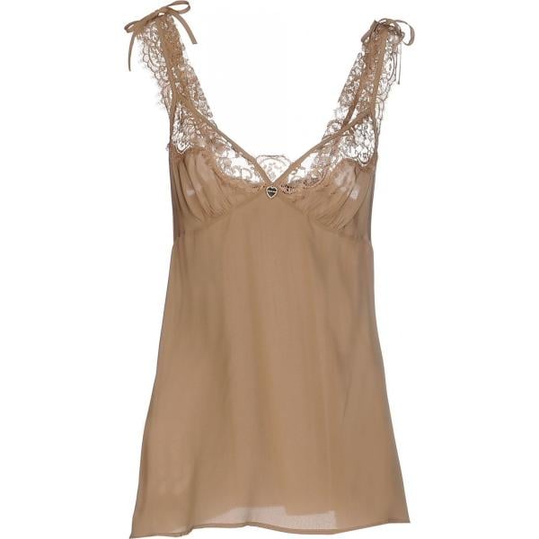 Top con arricciature scollatura profonda senza maniche in seta crêpe Twinset tinta unita