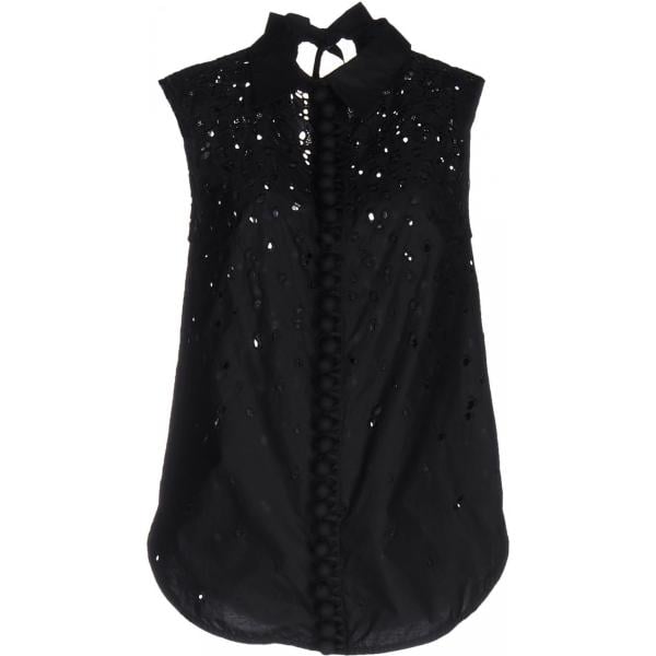 Top con fiocco e pizzo contrasto senza maniche in cotone tinta unita Proenza Schouler tinta unita