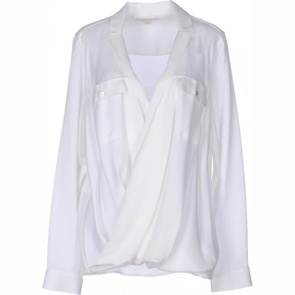 Blusa collo con revers a maniche lunghe in seta crêpe Michael Michael Kors tinta unita