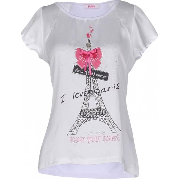 Blusa senza tasche con stampa collo tondo a maniche corte in raso con strass jersey Blugirl Folies tinta unita
