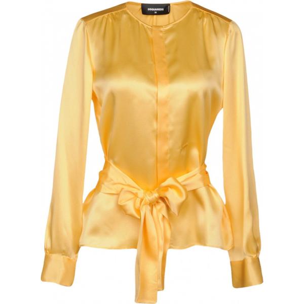 Camicia senza tasche collo tondo a maniche lunghe in seta tinta unita Dsquared2 tinta unita