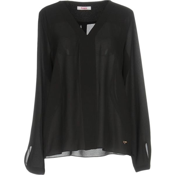 Blusa collo a v a maniche lunghe crêpe Blugirl Folies tinta unita