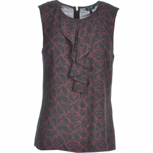 Top fantasia con ruches collo tondo senza maniche con zip in viscosa Armani Jeans multicolore