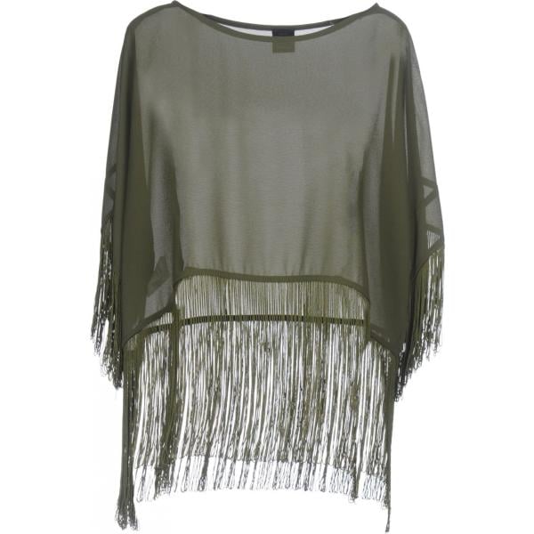 Blusa senza tasche con frange collo tondo crêpe Pinko tinta unita