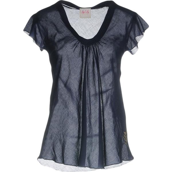 Blusa senza tasche collo tondo a maniche corte in cotone tinta unita Nolita tinta unita